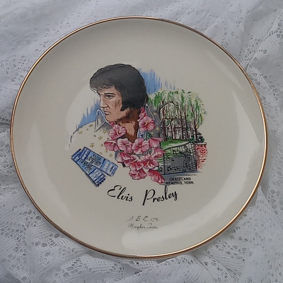 Vintage Elvis Presley Commemorative Plate Gold Trim Graceland A.B.C Memphis Tenn - Picture 5 of 5
